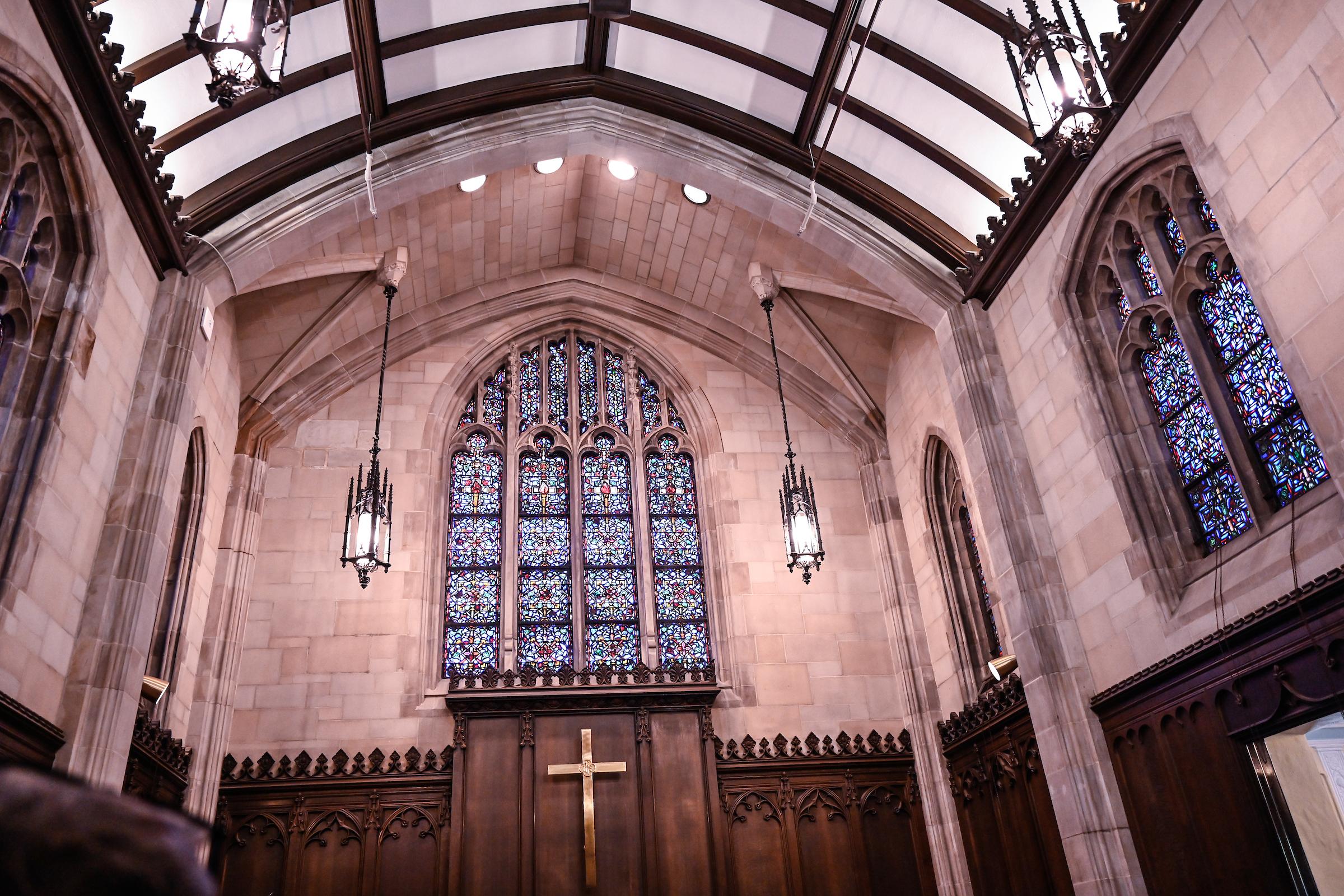 Stained glass window in Danforth Chapel, Berea College